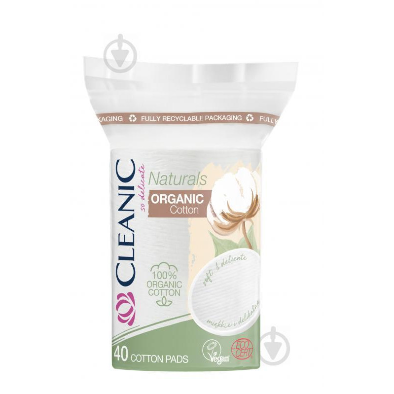 Cleanic Ватные диски  Naturals Organic Cotton овал 40 шт. (мягкая) - зображення 1