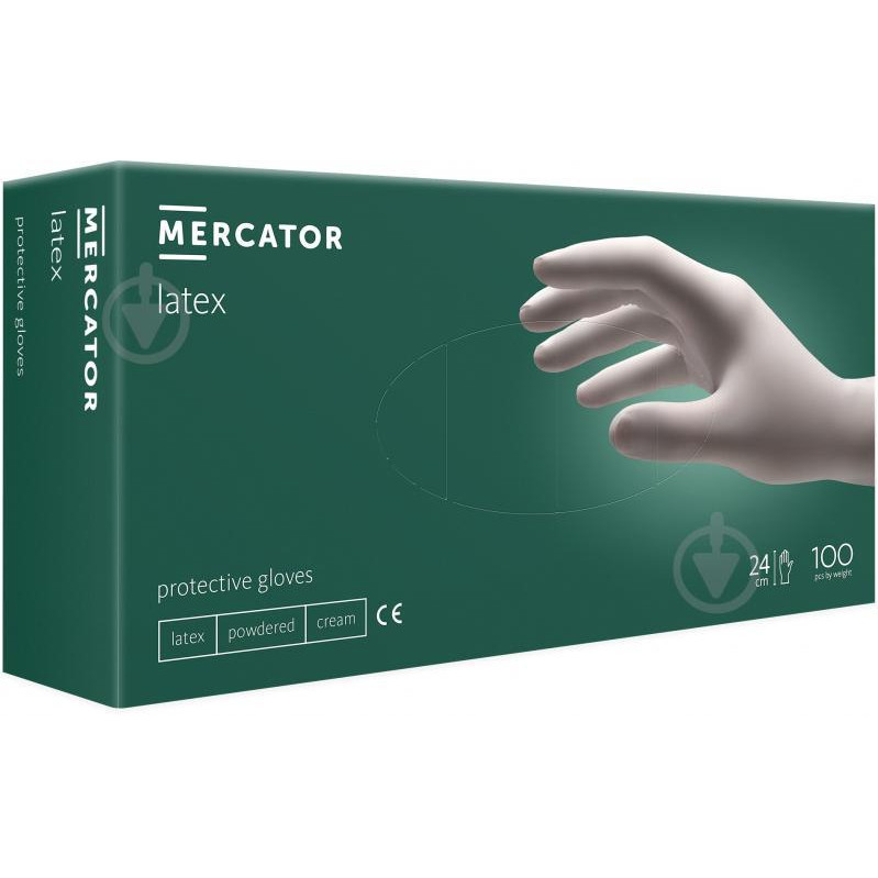 Mercator Medical Перчатки латексные медицинские белые Mercator S 100 шт (5906615006312) - зображення 1