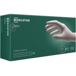 Mercator Medical Перчатки латексные медицинские белые Mercator S 100 шт (5906615006312)