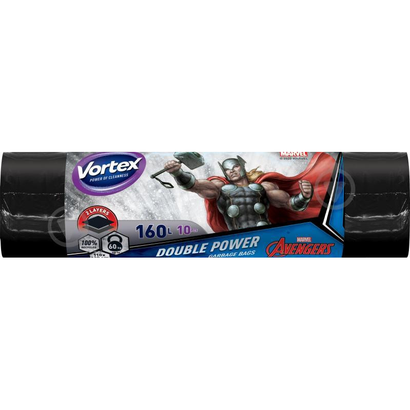 Vortex Мішки для побутового сміття Thor Max міцні 160 л 10 шт. (4823071643176) - зображення 1