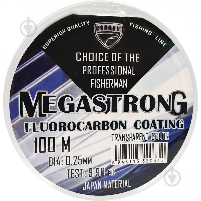 Condor Megastrong Fluorocarbon Coating / 0.25mm 100m 9.9kg - зображення 1