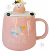Astera Чашка с крышкой Cow Pink 400 мл A0520-JZ20S06P - зображення 1