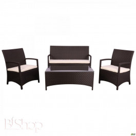   Art Metal Furniture Комплект мебели Bavaro из ротанга AMF Elit (SC-A7428) Brown MB1034 ткань A13815 (516817)