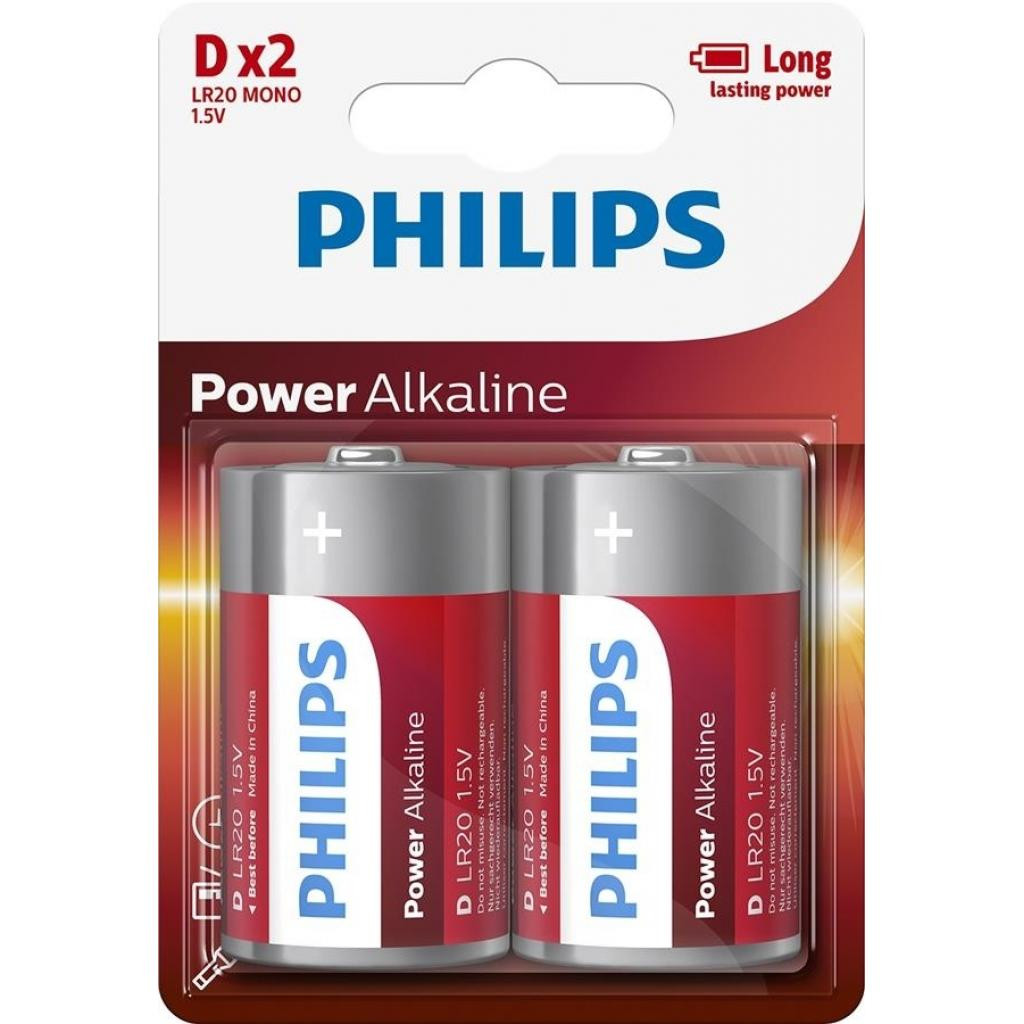 Philips D bat Alkaline 2шт PowerLife (LR20P2B/97) - зображення 1