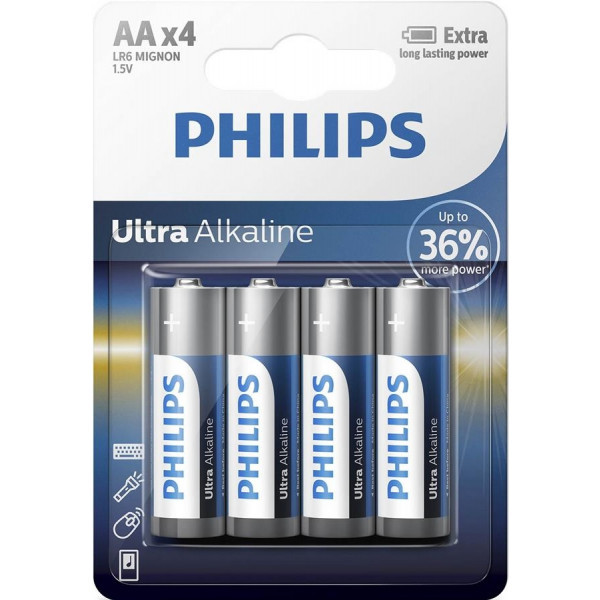 Philips AA bat Alkaline 4шт Ultra Alkaline (LR6E4B/97) - зображення 1