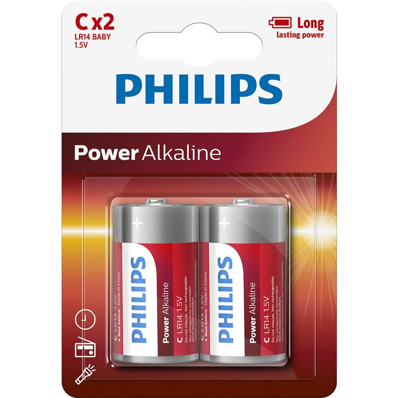 Philips C bat Alkaline 2шт PowerLife (LR14P2B/97) - зображення 1
