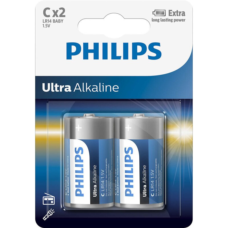 Philips C bat Alkaline 2шт Ultra Alkaline (LR14E2B/10) - зображення 1