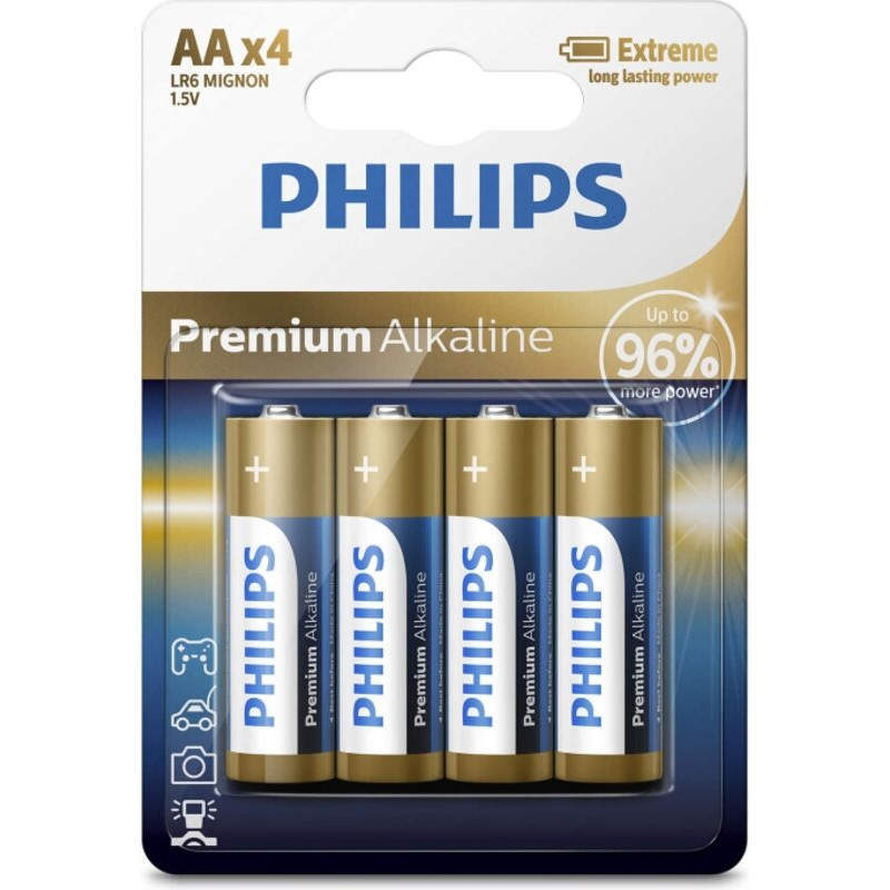 Philips AA bat Alkaline 4шт Premium Alkaline (LR6M4B/10) - зображення 1