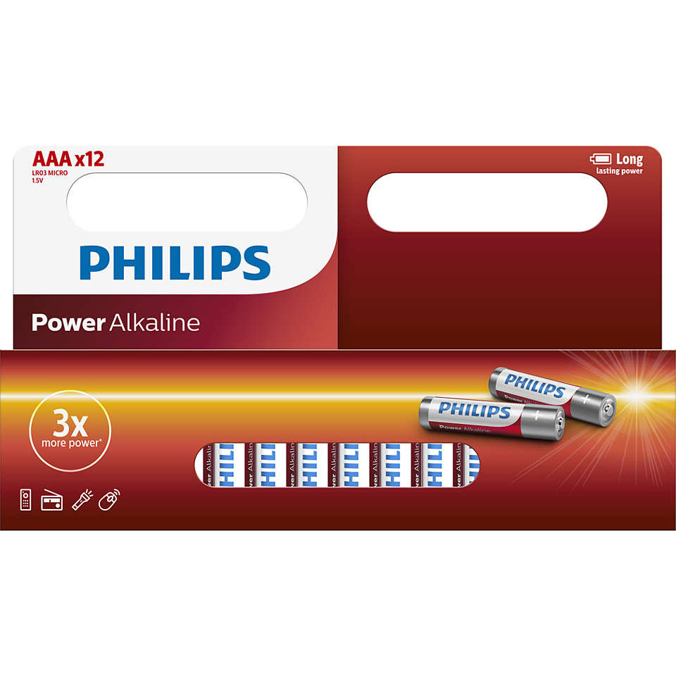 Philips AAA bat Alkaline 12шт Power Alkaline (LR03P12W/10) - зображення 1