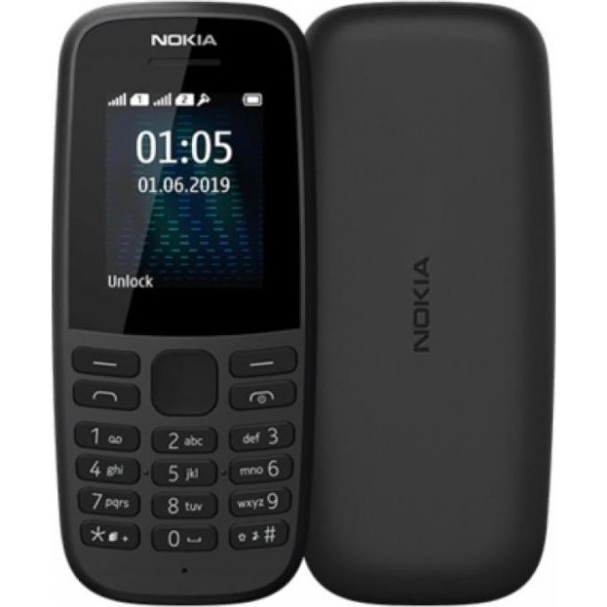 Nokia 105 Single Sim 2019 Black (16KIGB01A13) - зображення 1