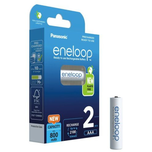 Panasonic AAA 800mAh NiMH 2шт Eneloop plastic free pack (BK-4MCDE/2BE) - зображення 1