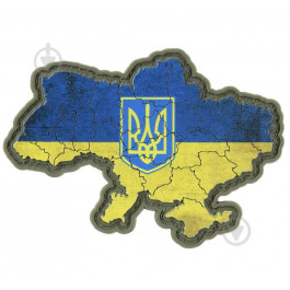 АРТ ІДЕЯ Шеврон АРТ ІДЕЯ Патч "Карта Украины - Трезубец", ПВХ с липучкой, сине-желтая, 90х60мм