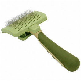 Safari Пуходерка  Self-Cleaning Slicker Brush для собак і котів з самоочищенням зелена 8.5x5.5 см (39232)