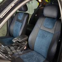 MW Brothers Авточехлы Leather Style для салона BMW 3 E46 '98-06 синяя алькантара, синяя строчка (MW Brothers)