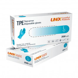 Unex Medical Products Перчатки одноразовые ТРЕ Unex неопудренные голубые L 200 шт