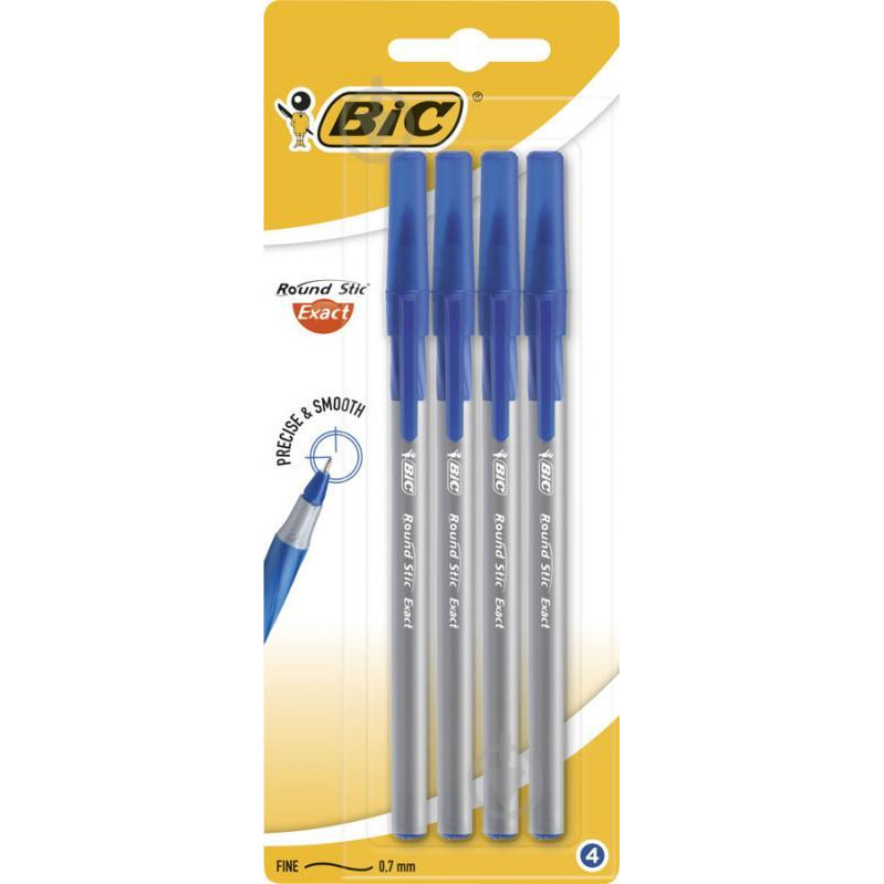 BIC Набор ручек шариковых  Round Stic Exact 4 шт. синие - зображення 1