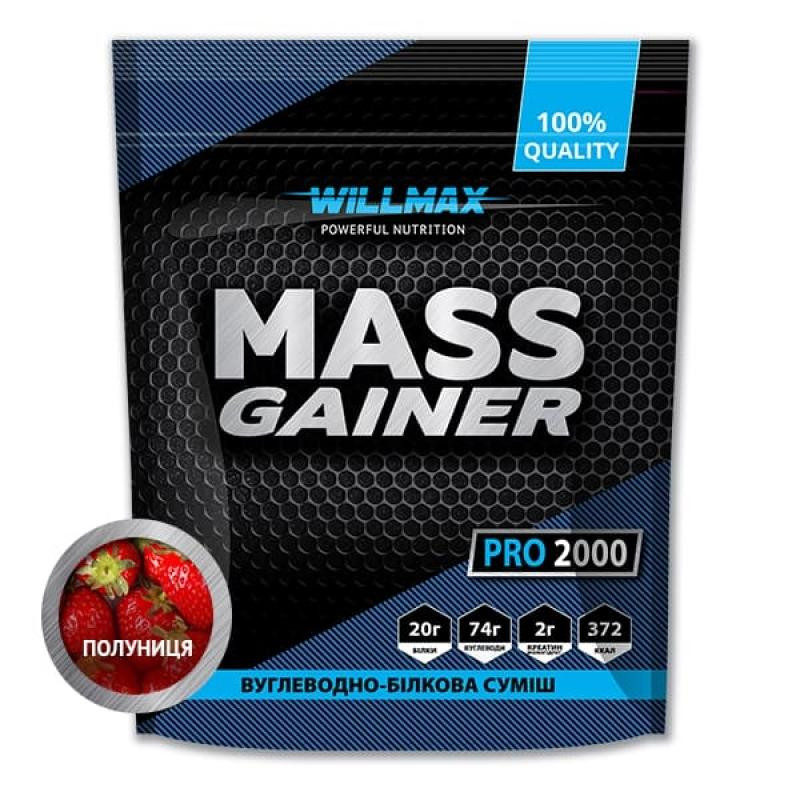 Willmax Mass Gainer 2000 g /20 servings/ Полуниця (wx305) - зображення 1