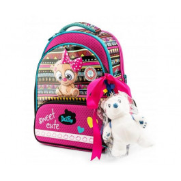 DeLune Рюкзак шкільний  9-115 рожево-блакитний, 28x36см.+(сумка д/взуття,пенал,іграшка,стрічка д/волосся)
