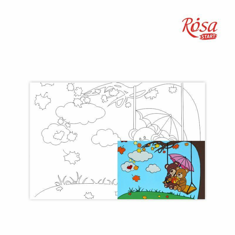 ROSA Холст на картоне с контуром Мишки на качелях (GPA283125) - зображення 1