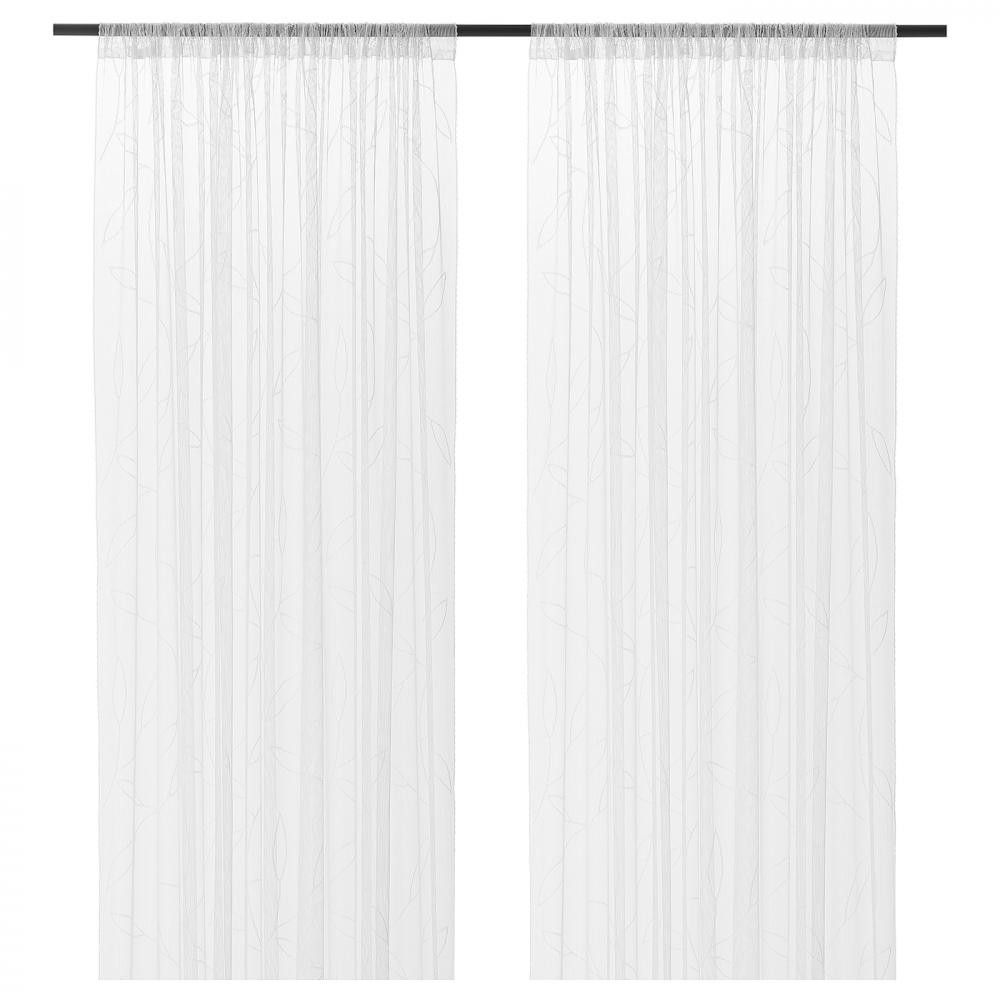 IKEA LILLEGERD Тюль, 2 шт., белые листья, 145x300 см (004.647.83) - зображення 1