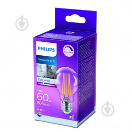 Philips LED FIL DIM A60 7,2 Вт E27 4000 К 220 В прозрачная 929002428566 (8718699788346)