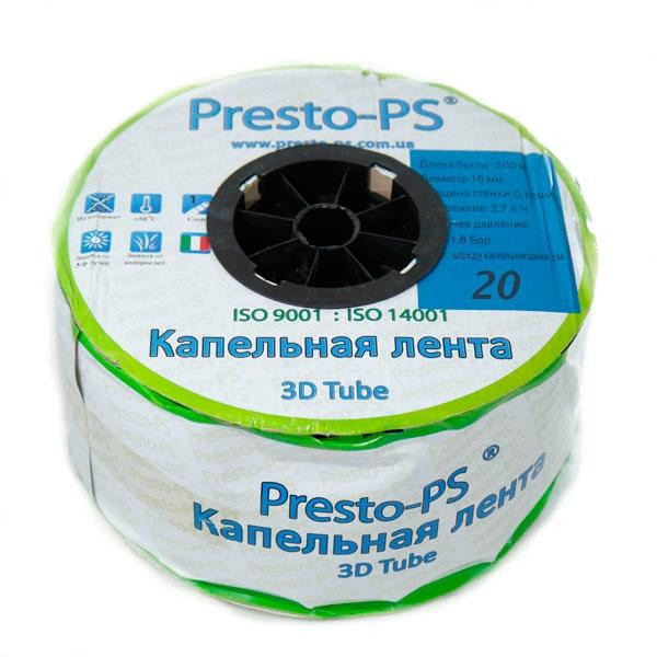 Presto-Ps Капельная лента эмиттерная 3D Tube капельницы через 20 см расход 2.7 л/ч, длина 500 м (3D-20-500) - зображення 1