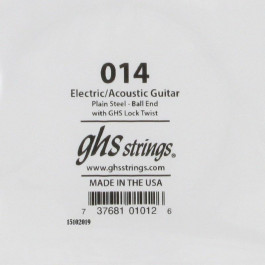 GHS Strings Струна GHS 014 Plain Steel Ball End Single Guitar String .014