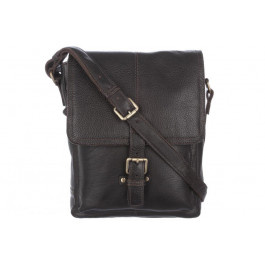 Ashwood Тёмно-коричневая кожаная сумка через плечо А4  Leather Benjamin Dark Brown