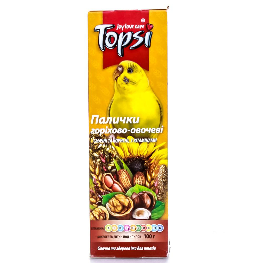 Topsi Лакомство для волнистых попугаев Орехово-овощные палочки 100 г (4820122208292) - зображення 1