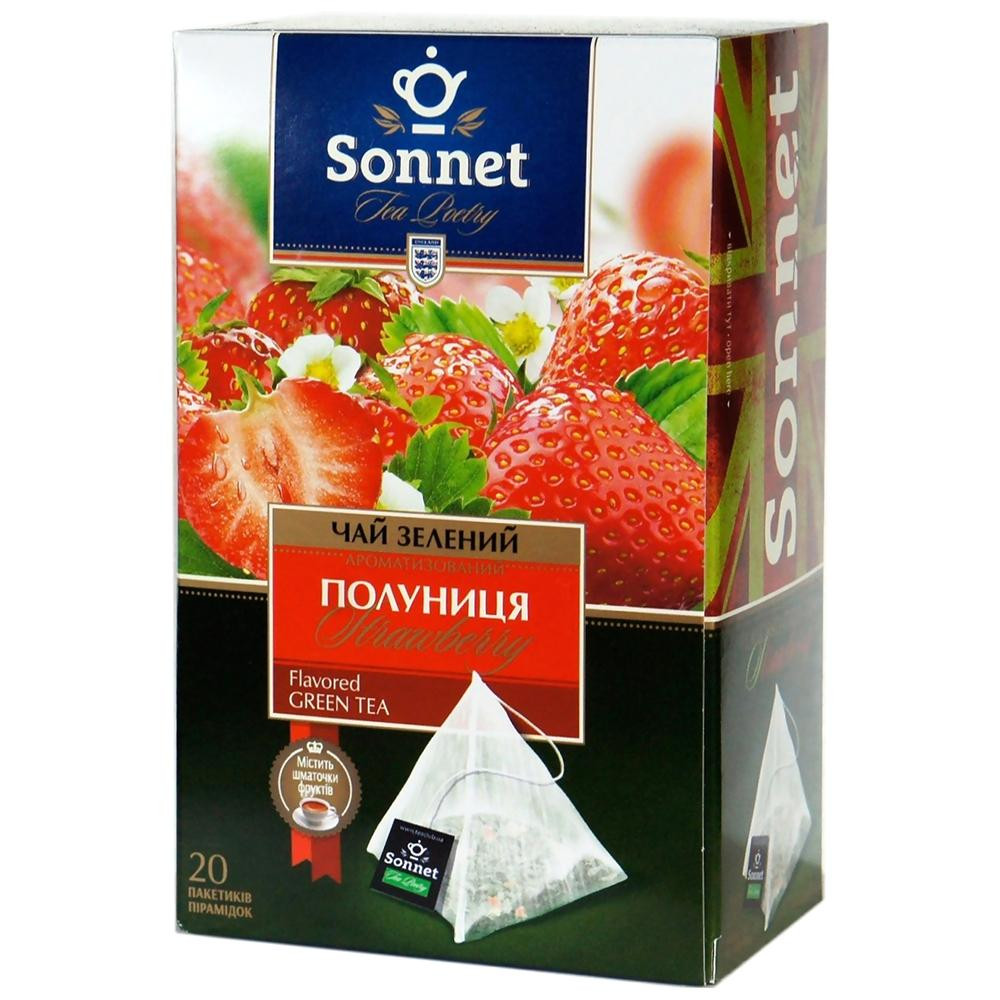 Sonnet Чай зелений  Полуниця, 20 пакетиків (4820082705909) - зображення 1