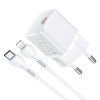 Hoco N10 Starter Single Port PD20W Charger + Lightning White - зображення 1