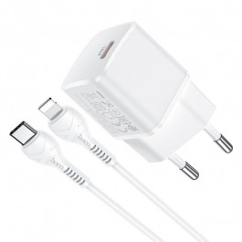 Hoco N10 Starter Single Port PD20W Charger + Lightning White