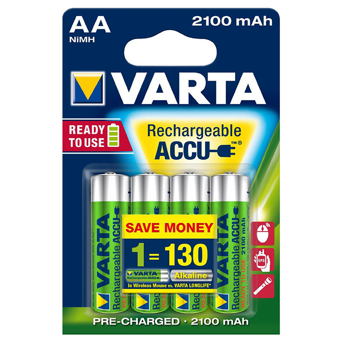 Varta AA 2100mAh NiMH 4шт LONGLIFE ACCU (56706101404) - зображення 1