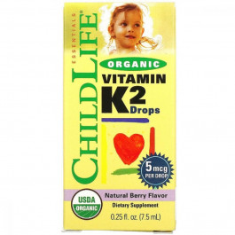 ChildLife Органический Витамин K2 в Каплях, Ягодный вкус, ChildLife, 12 мл