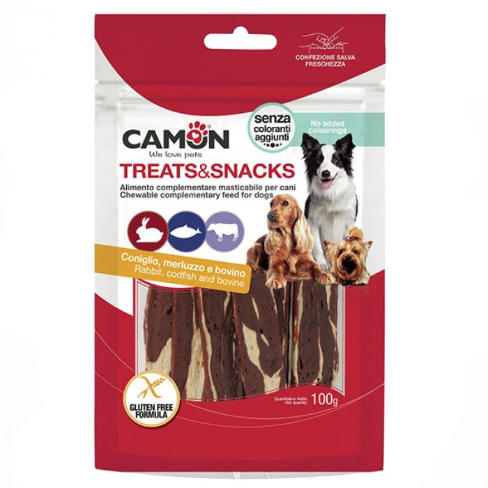 Camon Treats & Snacks Rabbit, codfish and rawhide jerky 100 г (AE611) - зображення 1