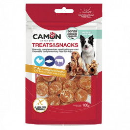 Camon Treats & Snacks Chicken, codfish and rawhide coins 100 г (AE414)