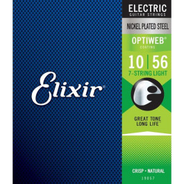 Elixir 19057 EL OW 7 L Optiweb Anti Rust Nickel Plated Steel 7-String Light 10/56