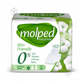 Molped Прокладки гігієнічні  Pure&Soft normal 4 краплі 8 шт.