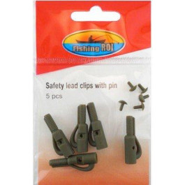 Fishing ROI Безопасная клипса Safety Lead Clips With Pin Green 5 шт. (N8066)