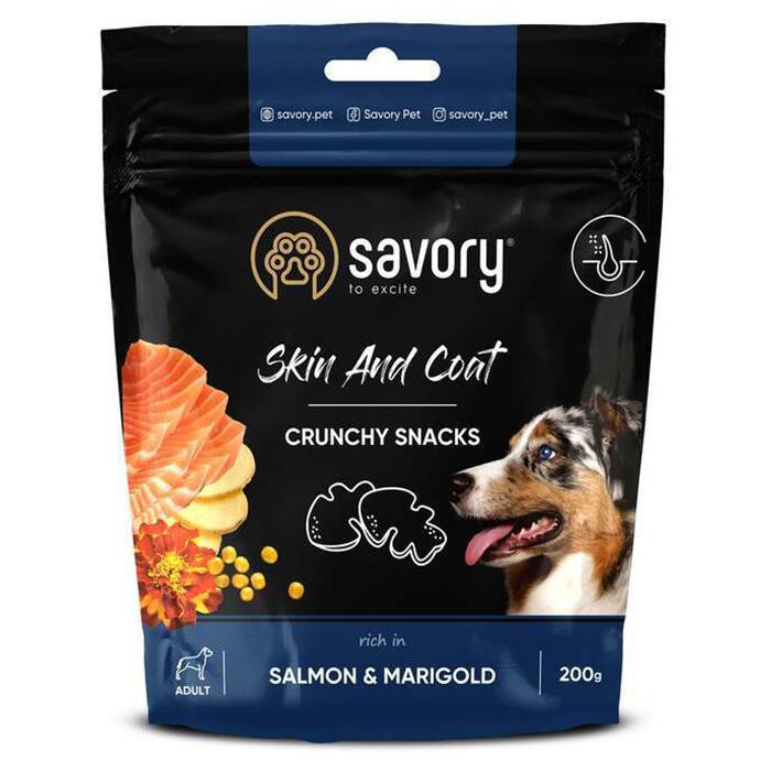 Savory Crunchy Snacks Skin & Coat Salmon & Marigolds 200 г (31355) - зображення 1