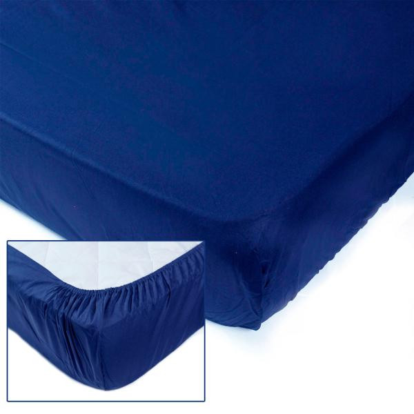 SoundSleep Простынь на резинке Dyed Dark blue ранфорс 200х200 см (93121163) - зображення 1