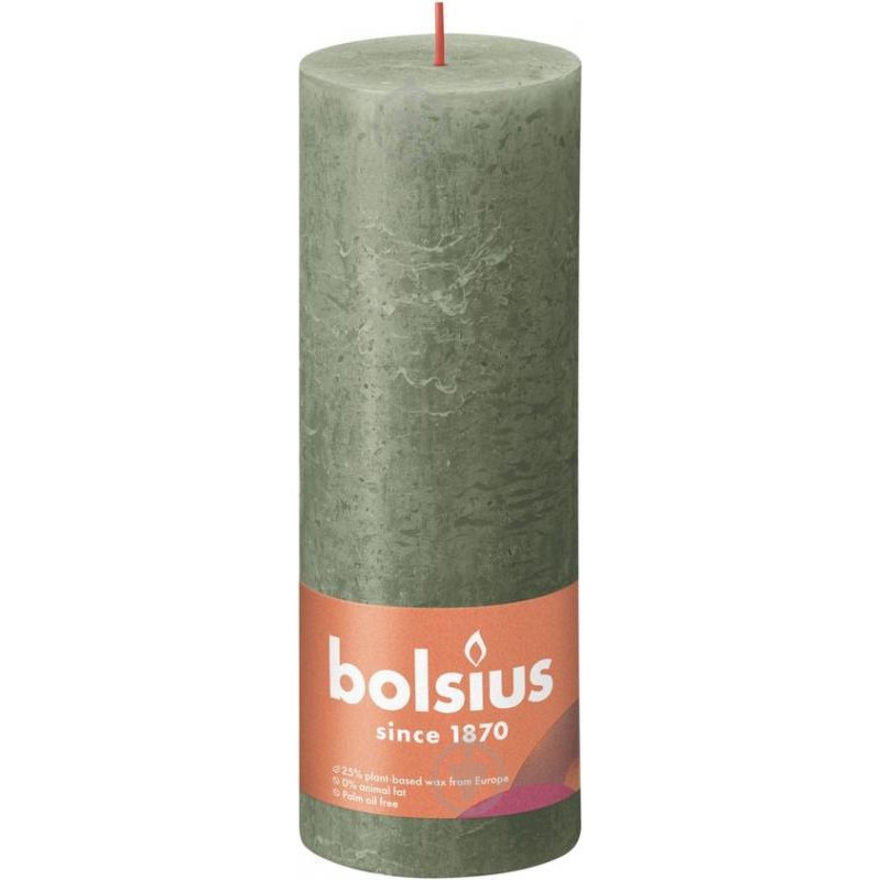 Bolsius Свічка Рустик стовпчик SHINE 190/68 олива (8717847146755) - зображення 1