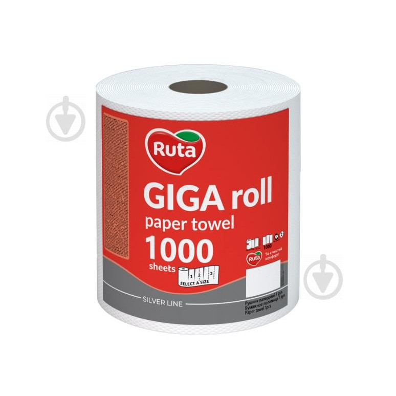 Ruta Паперові рушники Giga Roll 1000 відривів двошарова 1 шт. (4820202894797) - зображення 1