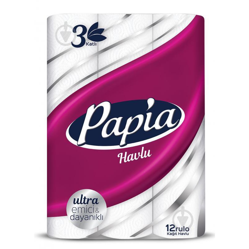 Papia Бумажные полотенца Papia 3 слоя 12 рулонов (8690536011001) - зображення 1