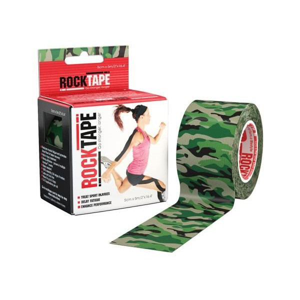 RockTape Кінезіо тейп  Design (5см х 5м) Зелений камуфляж - зображення 1