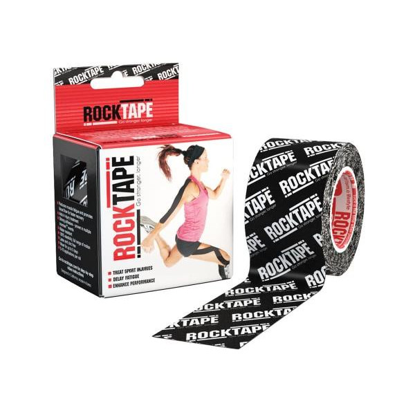 RockTape Кінезіо тейп  Design (5см х 5м) Чорний з білим лого - зображення 1