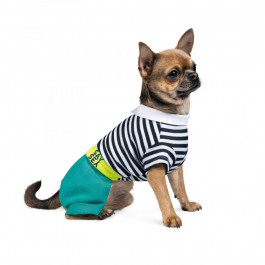 Pet Fashion Костюм для собак  «Strip» XS чорно-білий з бірюзовим (PR242488)
