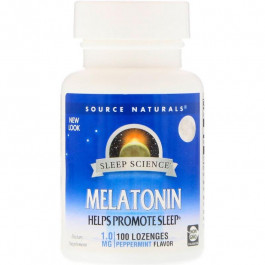 Source Naturals Мелатонин 1 мг, вкусом мяты, Sleep Science, , 100 таблеток для рассасывания