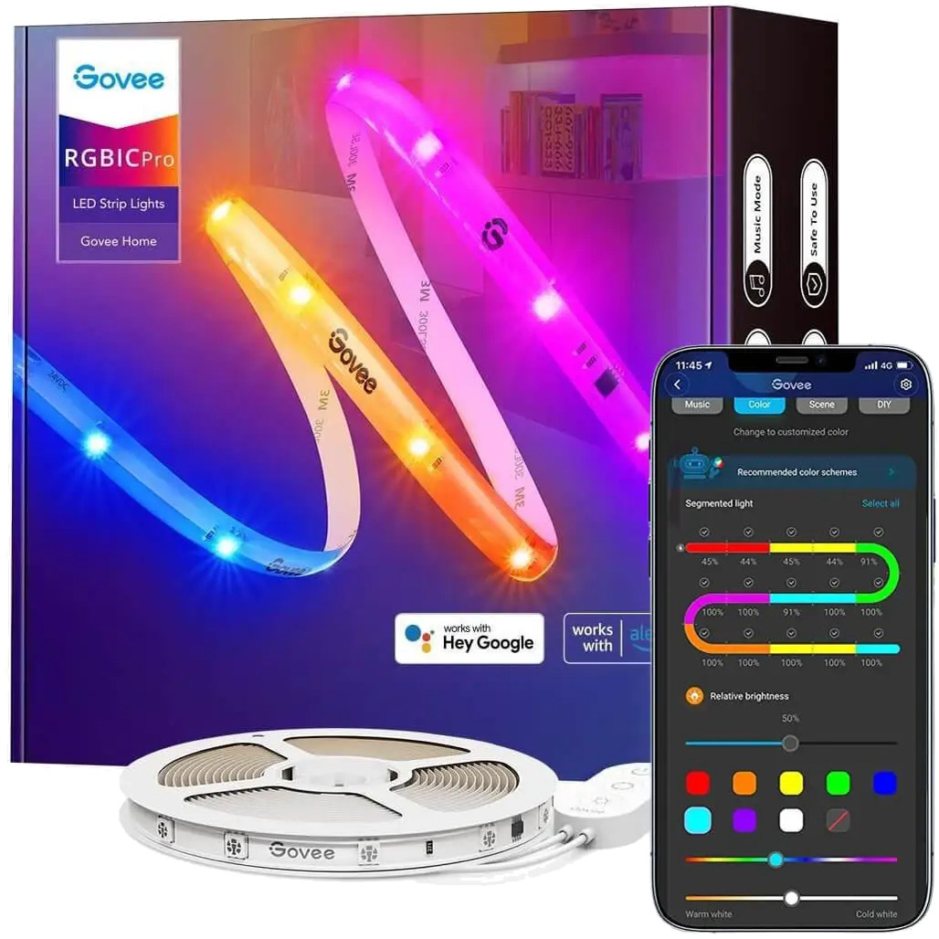 Govee RGBIC PRO WiFi+Bluetooth LED Strip Lights (5м) - зображення 1