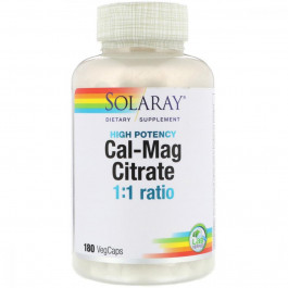 Solaray Кальций И Магний, Cal-Mag Citrate, High Potency, Solaray, 180 Капсул